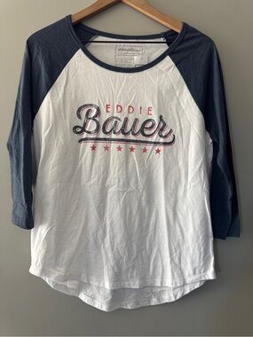 Eddie Bauer | red white and blue baseball tee | M
